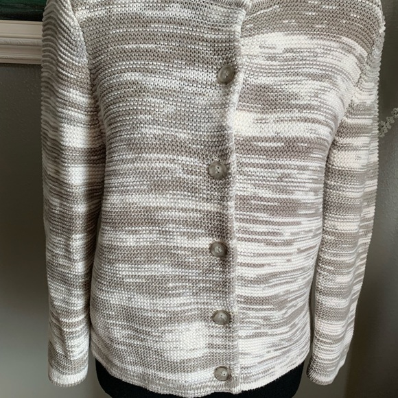 Lands’ End 💯% Cotton Women’s White Gray Button Down Cardigan Sweater Size Small - Picture 10 of 17